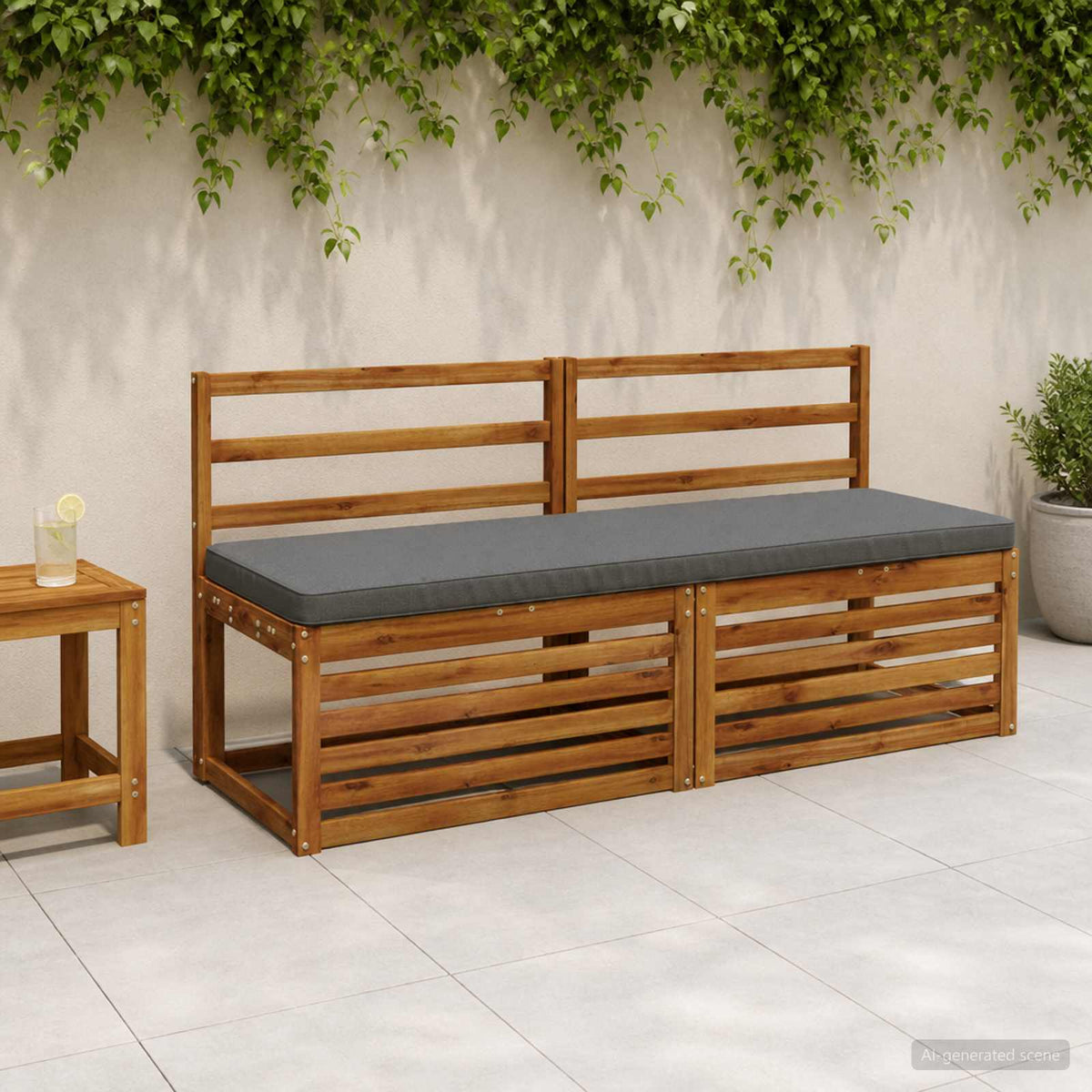 vidaXL 2-Piece Bench Cushions VUGHT 2 pcs 100% Polyester Grey 1