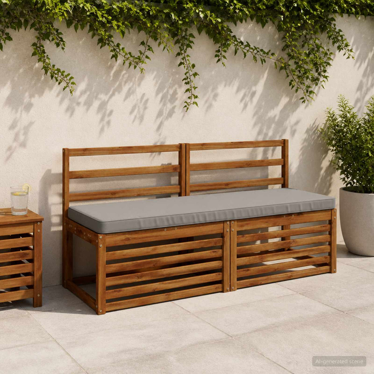 vidaXL 2-Piece Bench Cushions VUGHT 2 pcs 100% Polyester Grey 1
