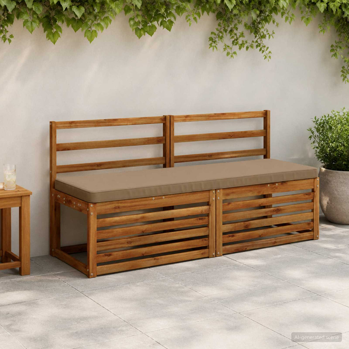vidaXL 2-Piece Bench Cushions VUGHT 2 pcs 100% Polyester Taupe 1