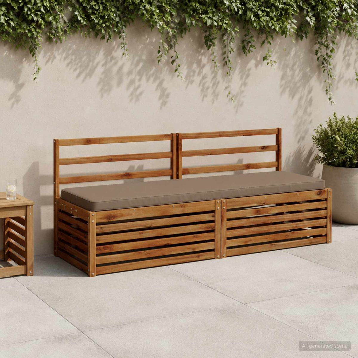 vidaXL 2-Piece Bench Cushions VUGHT 2 pcs 100% Polyester Taupe 1