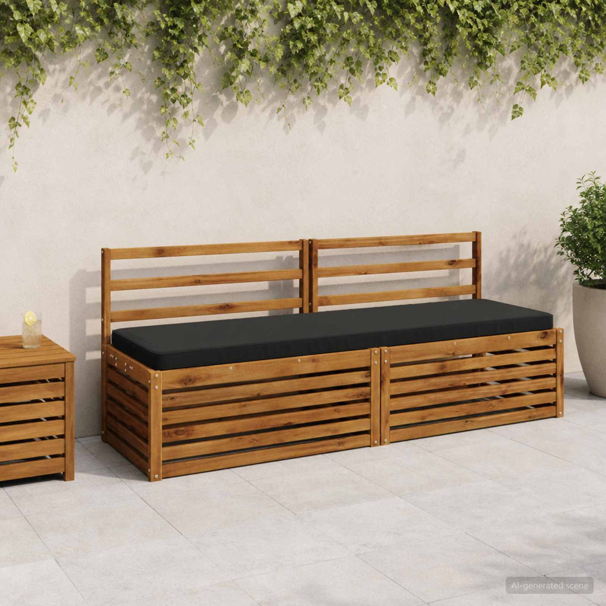 vidaXL 2-Piece Bench Cushions VUGHT 2 pcs 100% Polyester Black 1