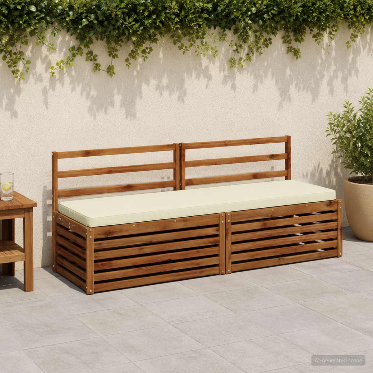 vidaXL 2-Piece Bench Cushions VUGHT 2 pcs 100% Polyester Cream 1