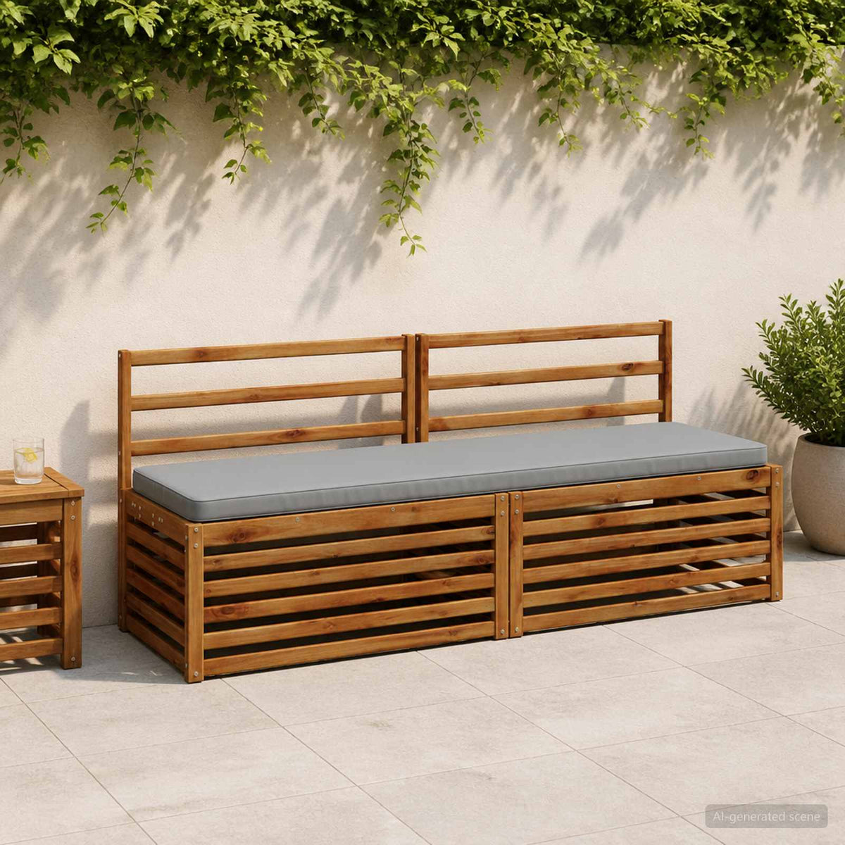 vidaXL 2-Piece Bench Cushions VUGHT 2 pcs 100% Polyester Grey 1