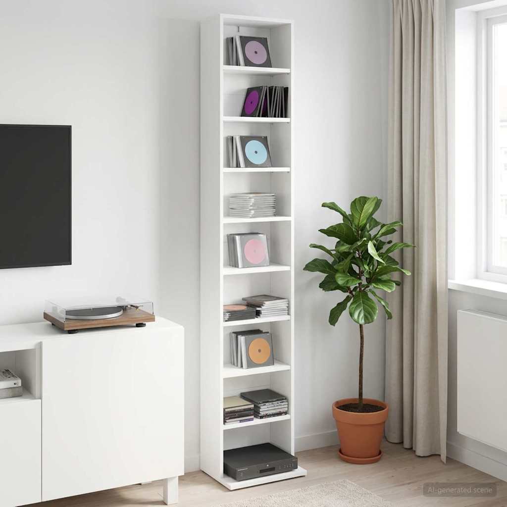 vidaXL CD Cabinet White 33 x 23.5 x 175 cm Engineered Wood 1