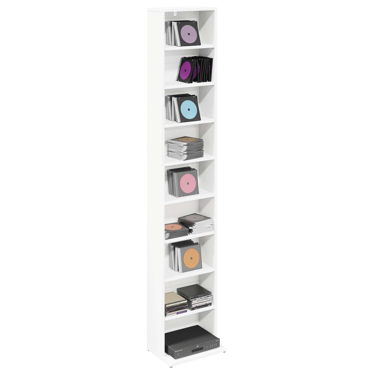 vidaXL CD Cabinet White 33 x 23.5 x 175 cm Engineered Wood 3