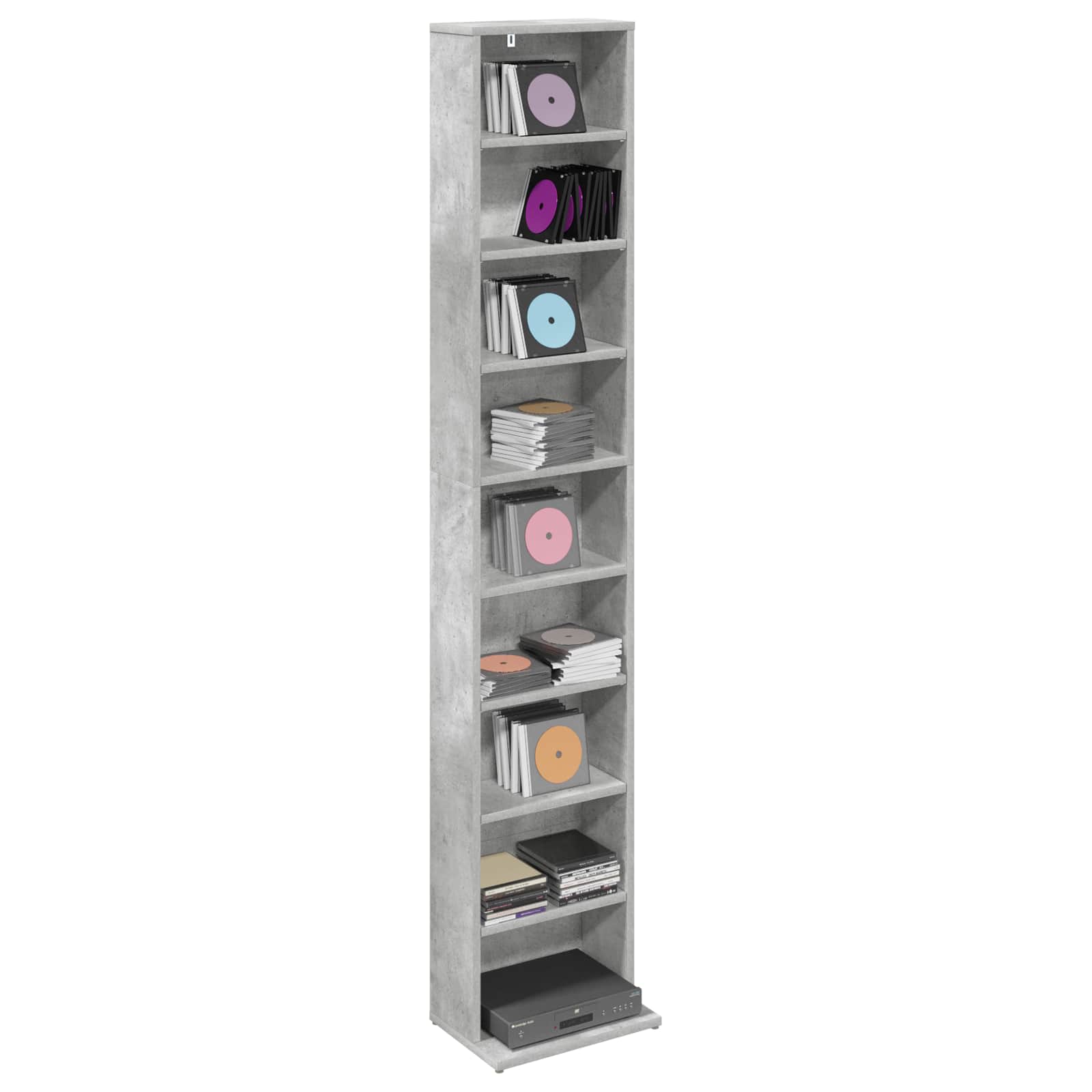 vidaXL CD Cabinet Concrete Grey 33 x 23.5 x 175 cm Engineered Wood 3