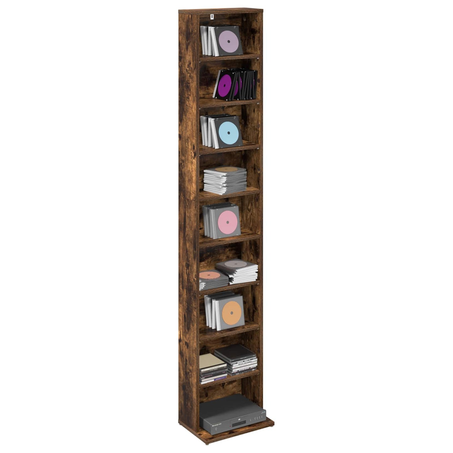 vidaXL CD Cabinet Smoked Oak 33 x 23.5 x 175 cm Engineered Wood 3