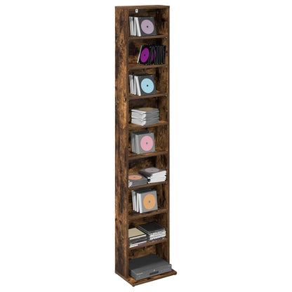 vidaXL CD Cabinet Smoked Oak 33 x 23.5 x 175 cm Engineered Wood 3