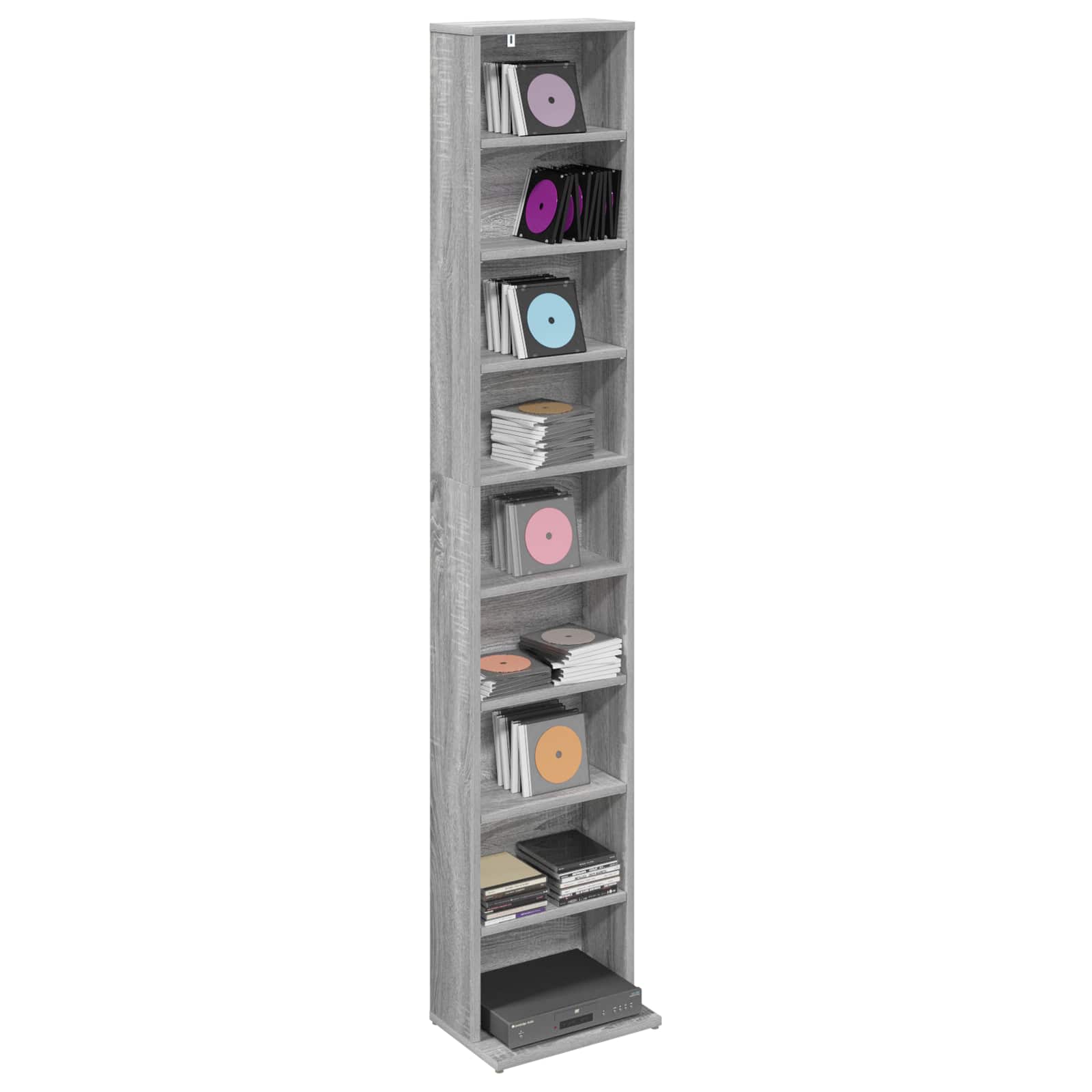vidaXL CD Cabinet Grey Sonoma 33 x 23.5 x 175 cm Engineered Wood 3