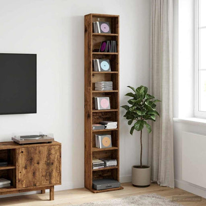vidaXL CD Cabinet Oak Wood 33 x 23.5 x 175 cm Engineered Wood 1