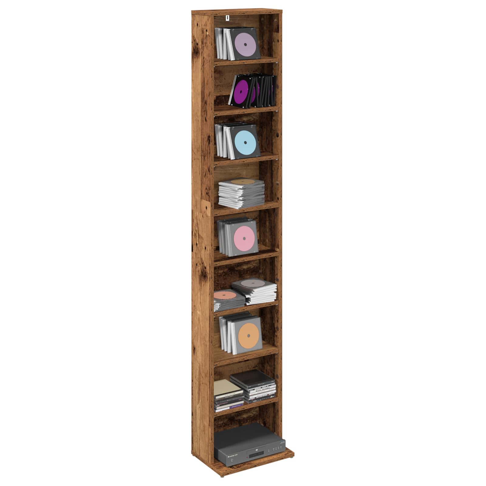 vidaXL CD Cabinet Oak Wood 33 x 23.5 x 175 cm Engineered Wood 3