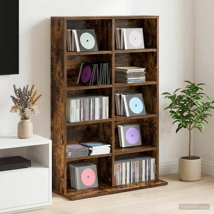 vidaXL CD Cabinet Smoked Oak 65 x 23.5 x 97.5 cm Engineered Wood 1