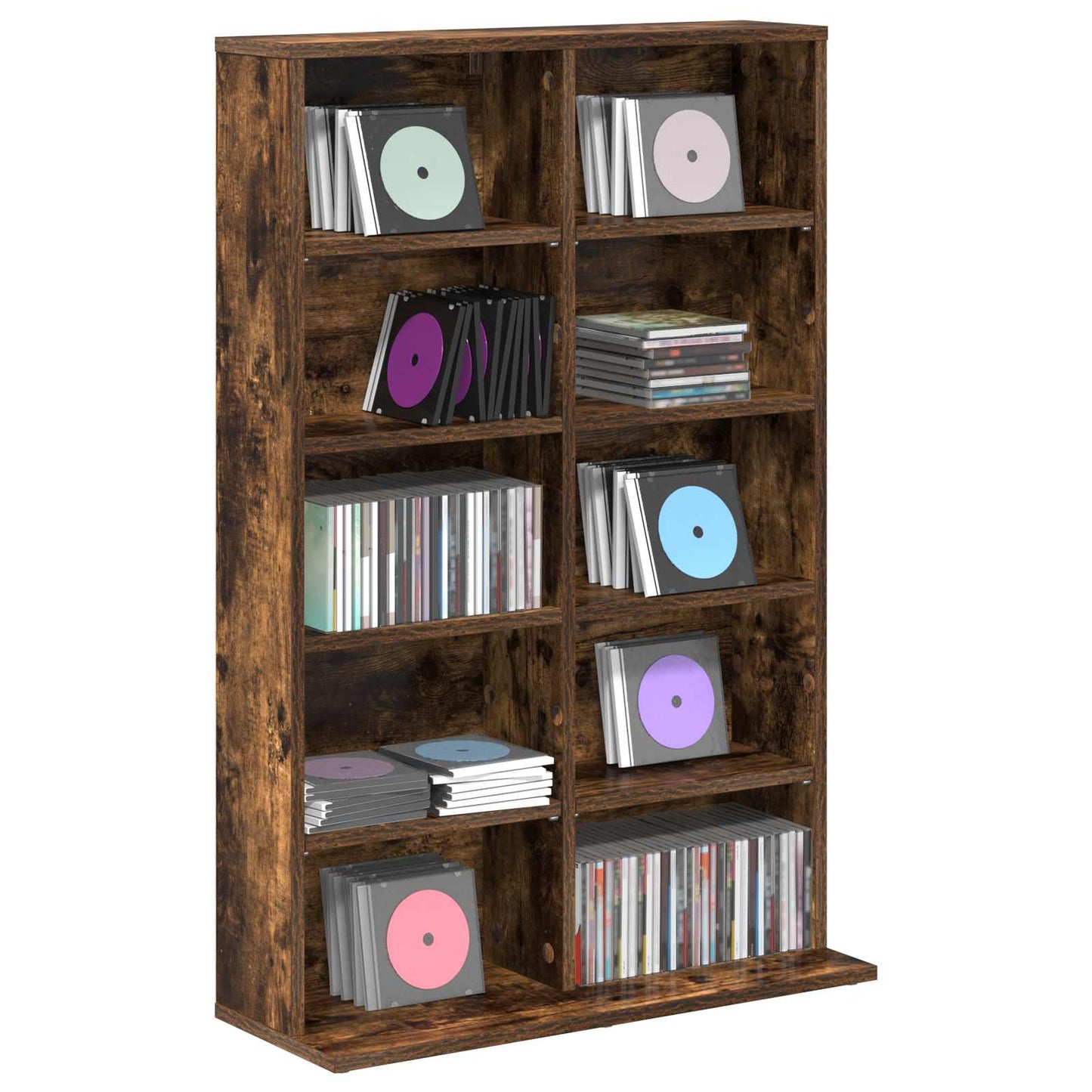 vidaXL CD Cabinet Smoked Oak 65 x 23.5 x 97.5 cm Engineered Wood 3