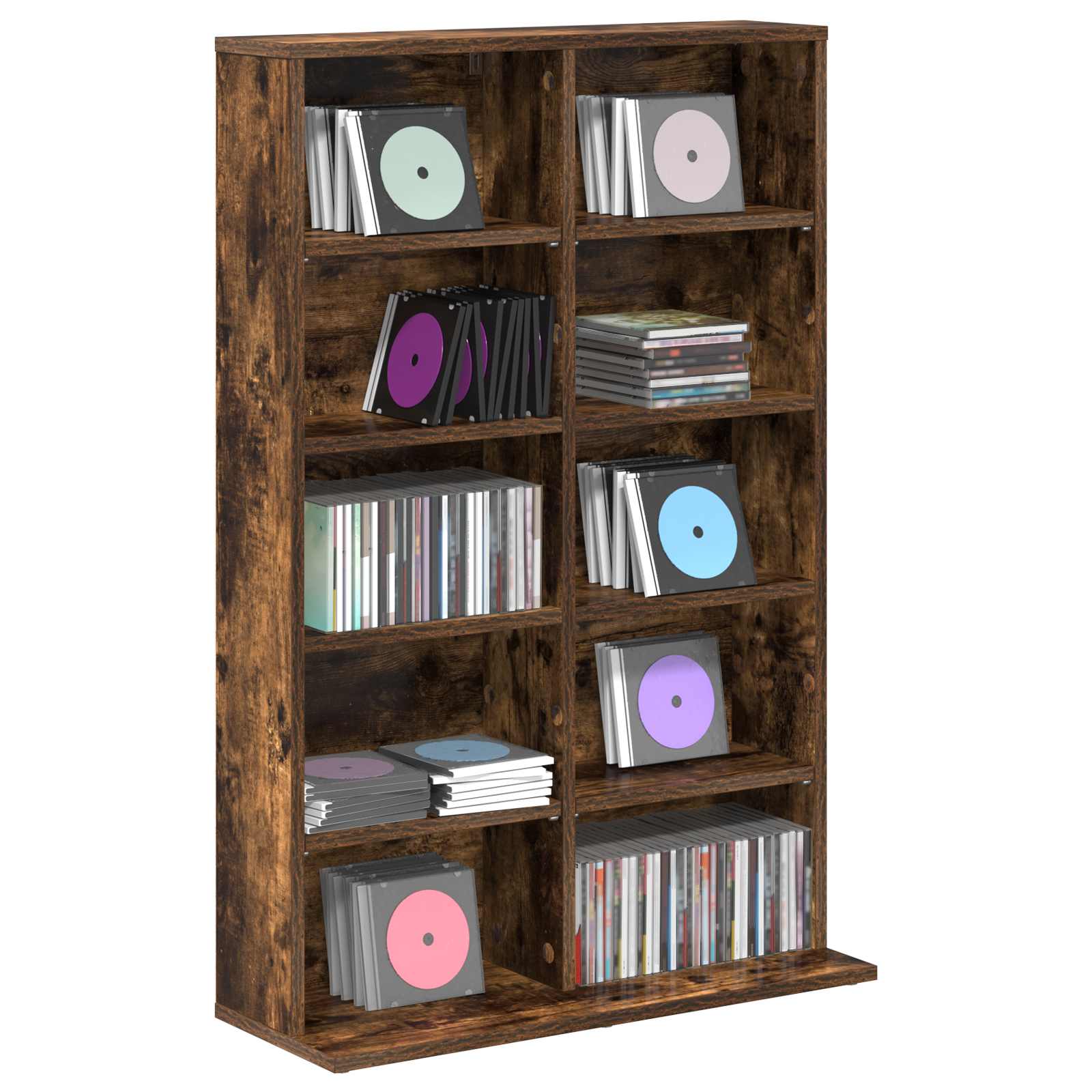 vidaXL CD Cabinet Smoked Oak 65 x 23.5 x 97.5 cm Engineered Wood 3