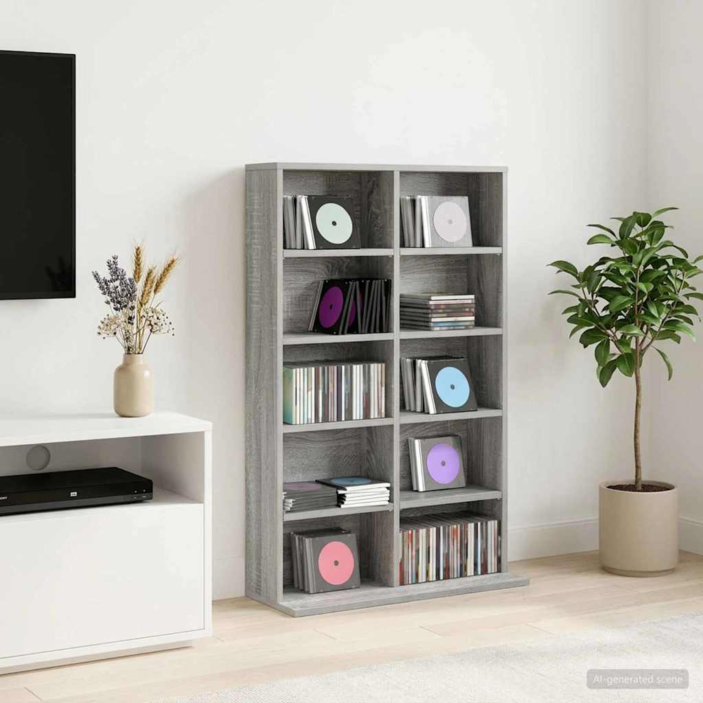 vidaXL CD Cabinet Grey Sonoma 65 x 23.5 x 97.5 cm Engineered Wood 1