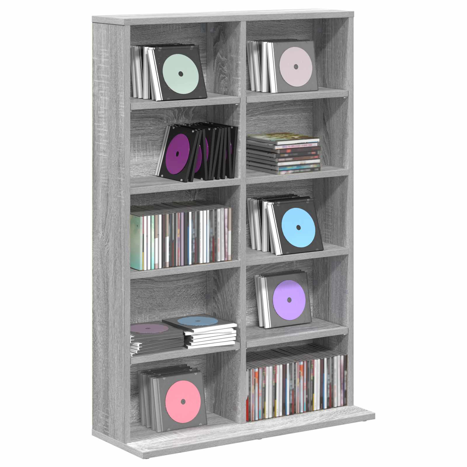 vidaXL CD Cabinet Grey Sonoma 65 x 23.5 x 97.5 cm Engineered Wood 3