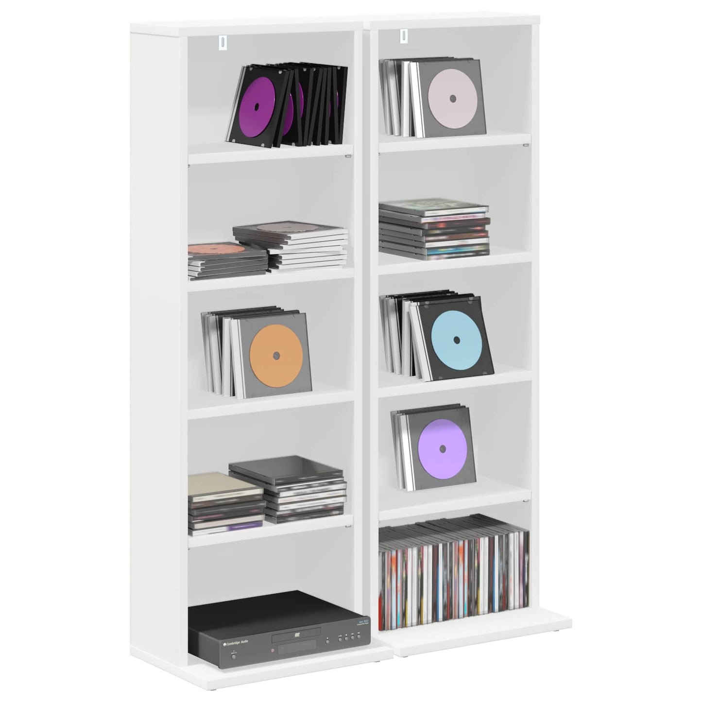 vidaXL CD Cabinet 2 pcs White 33 x 23.5 x 97.5 cm Engineered Wood 3