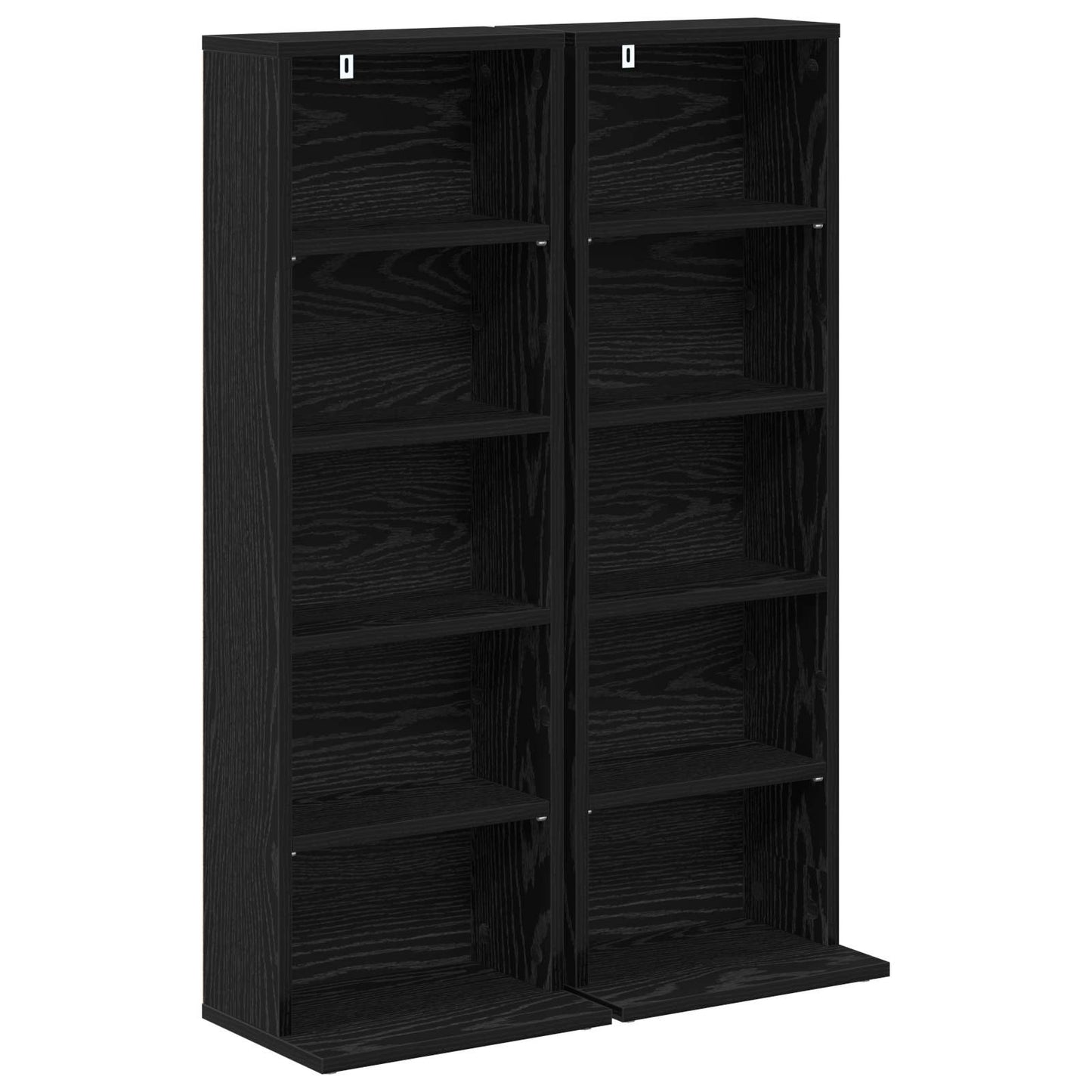 vidaXL CD Cabinet 2 pcs Black Oak 33 x 23.5 x 97.5 cm Engineered Wood 2