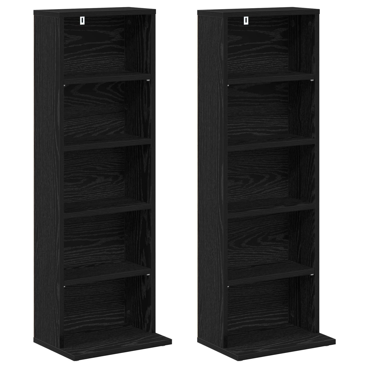 vidaXL CD Cabinet 2 pcs Black Oak 33 x 23.5 x 97.5 cm Engineered Wood 5