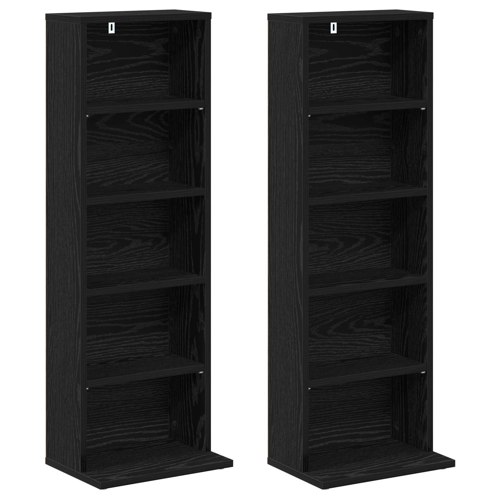 vidaXL CD Cabinet 2 pcs Black Oak 33 x 23.5 x 97.5 cm Engineered Wood 5