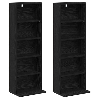 vidaXL CD Cabinet 2 pcs Black Oak 33 x 23.5 x 97.5 cm Engineered Wood 5