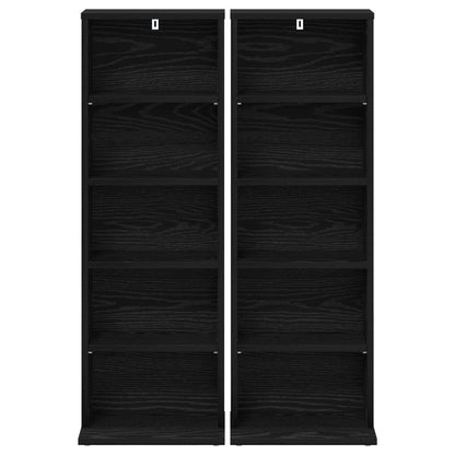 vidaXL CD Cabinet 2 pcs Black Oak 33 x 23.5 x 97.5 cm Engineered Wood 6