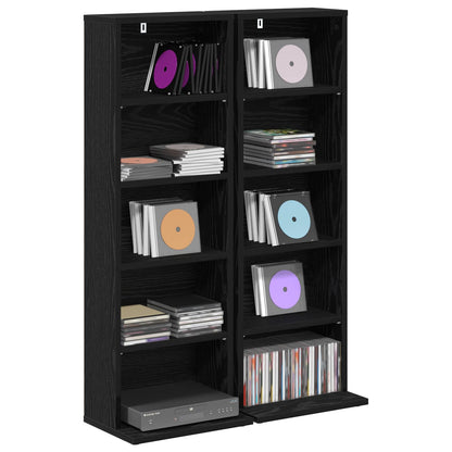 vidaXL CD Cabinet 2 pcs Black Oak 33 x 23.5 x 97.5 cm Engineered Wood 3