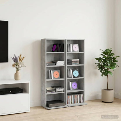 vidaXL CD Cabinet 2 pcs Concrete Grey 33 x 23.5 x 97.5 cm 1