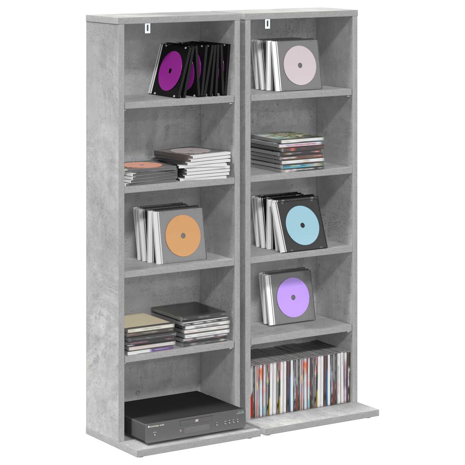 vidaXL CD Cabinet 2 pcs Concrete Grey 33 x 23.5 x 97.5 cm 3