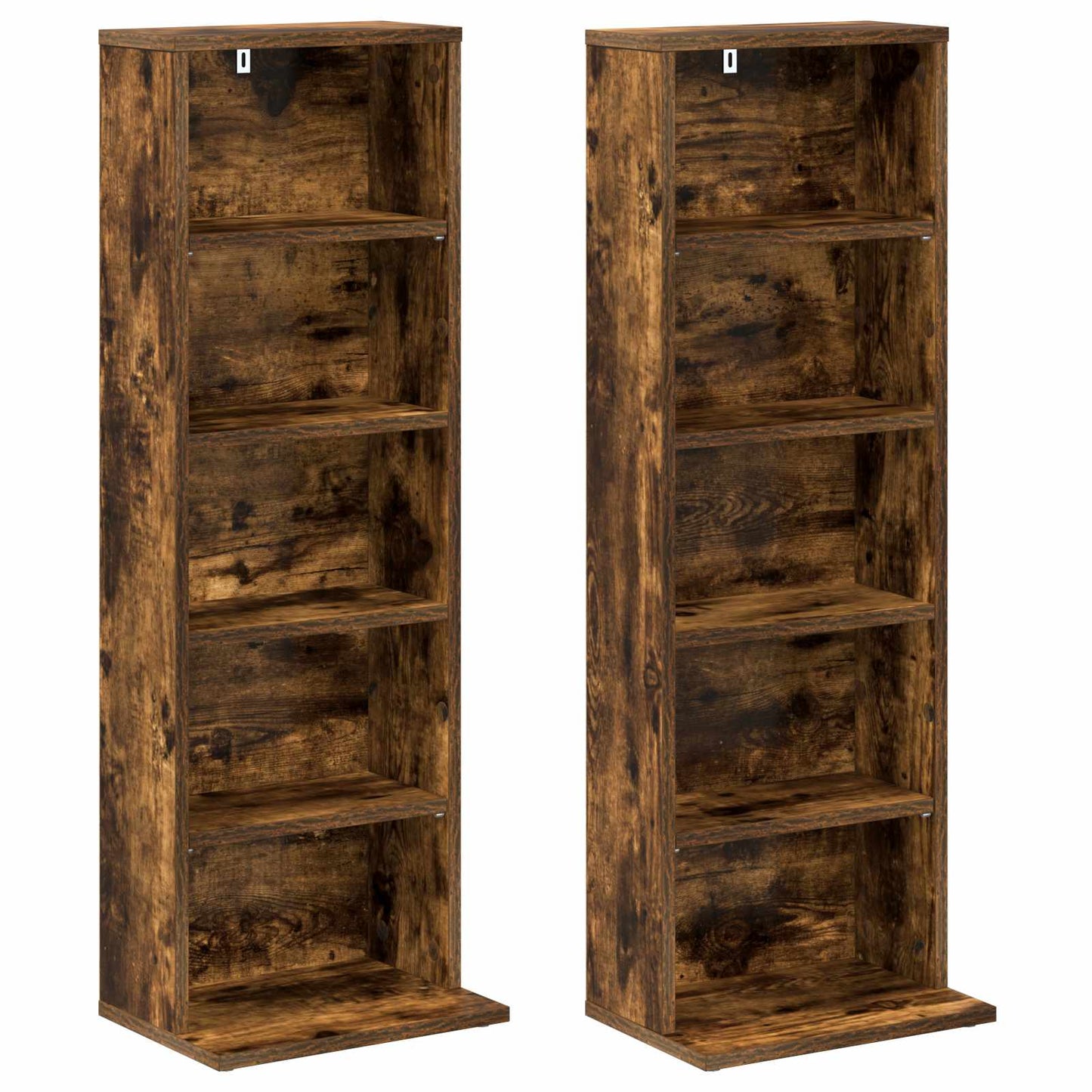 vidaXL CD Cabinet 2 pcs Smoked Oak 33 x 23.5 x 97.5 cm Engineered Wood 5