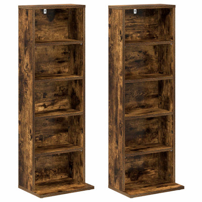 vidaXL CD Cabinet 2 pcs Smoked Oak 33 x 23.5 x 97.5 cm Engineered Wood 5