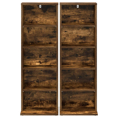 vidaXL CD Cabinet 2 pcs Smoked Oak 33 x 23.5 x 97.5 cm Engineered Wood 6