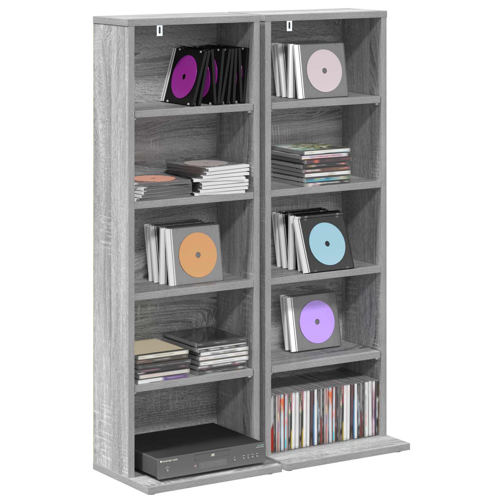 vidaXL CD Cabinet 2 pcs Grey Sonoma 33 x 23.5 x 97.5 cm 3