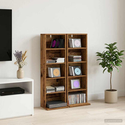 vidaXL CD Cabinet 2 pcs Oak Wood 33 x 23.5 x 97.5 cm Engineered Wood 1
