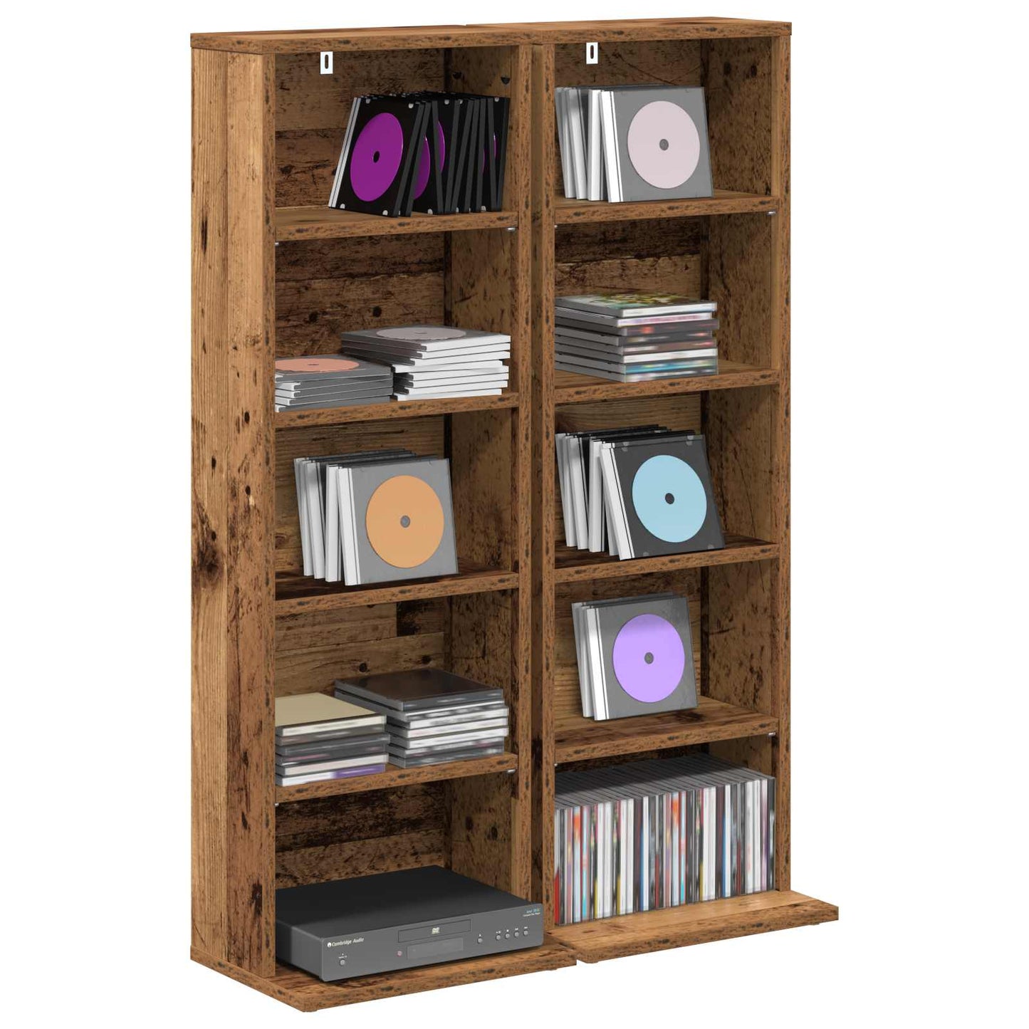 vidaXL CD Cabinet 2 pcs Oak Wood 33 x 23.5 x 97.5 cm Engineered Wood 3