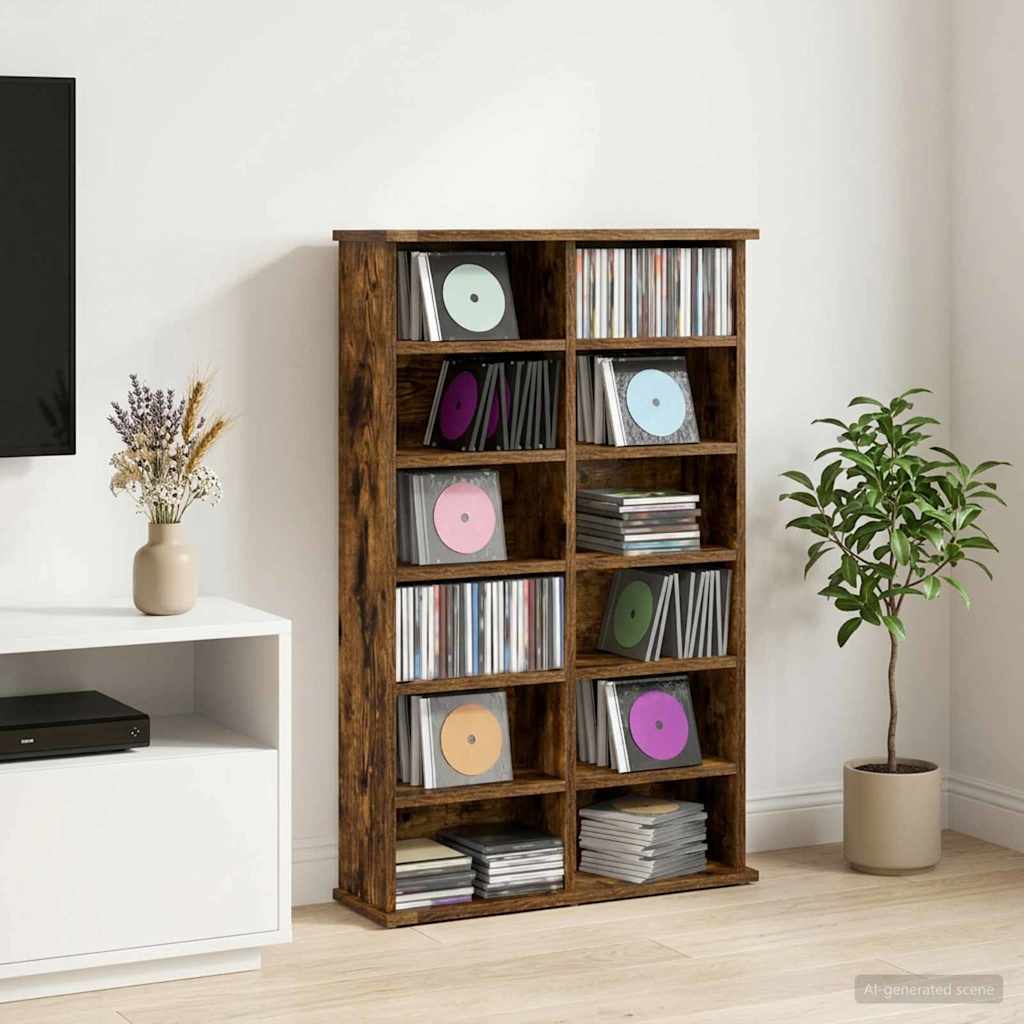 vidaXL CD Cabinet Smoked Oak 60 x 17 x 92 cm Engineered Wood 1