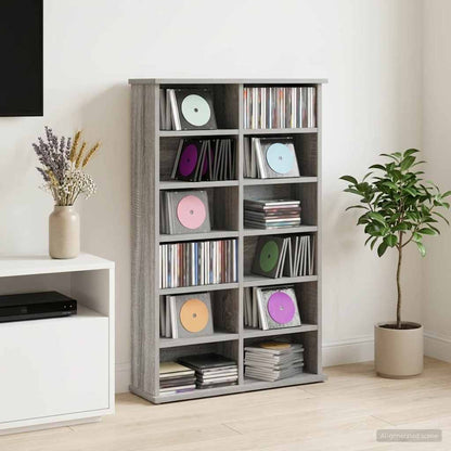 vidaXL CD Cabinet Grey Sonoma 60 x 17 x 92 cm Engineered Wood 1