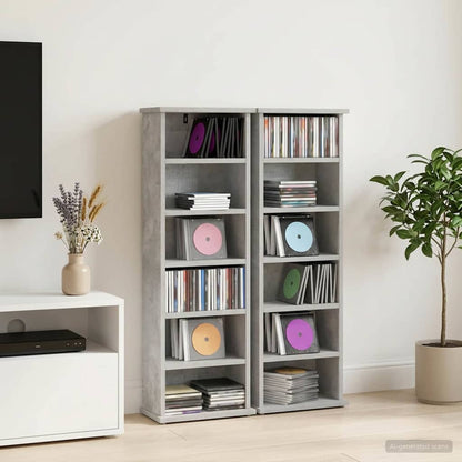 vidaXL CD Cabinet 2 pcs Concrete Grey 32 x 17 x 92 cm Engineered Wood 1