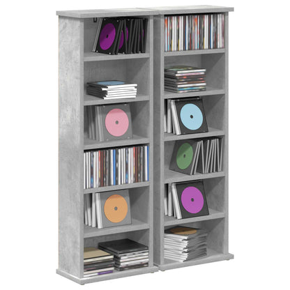 vidaXL CD Cabinet 2 pcs Concrete Grey 32 x 17 x 92 cm Engineered Wood 3
