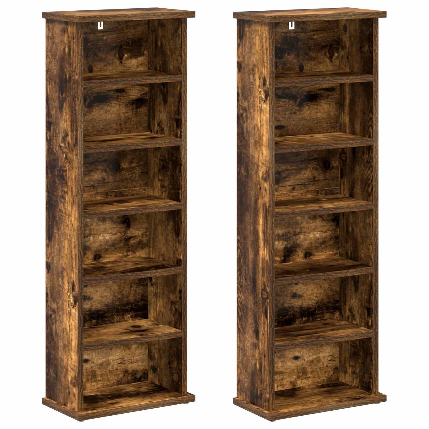 vidaXL CD Cabinet 2 pcs Smoked Oak 32 x 17 x 92 cm Engineered Wood 5