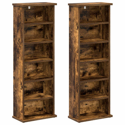 vidaXL CD Cabinet 2 pcs Smoked Oak 32 x 17 x 92 cm Engineered Wood 5