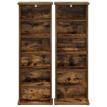 vidaXL CD Cabinet 2 pcs Smoked Oak 32 x 17 x 92 cm Engineered Wood 6