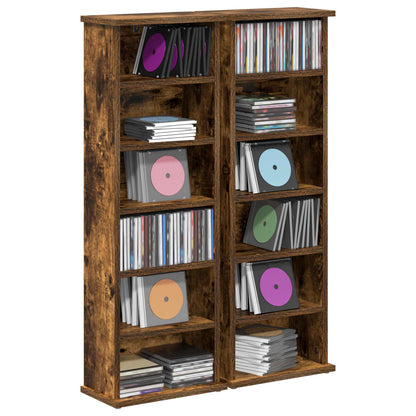 vidaXL CD Cabinet 2 pcs Smoked Oak 32 x 17 x 92 cm Engineered Wood 3