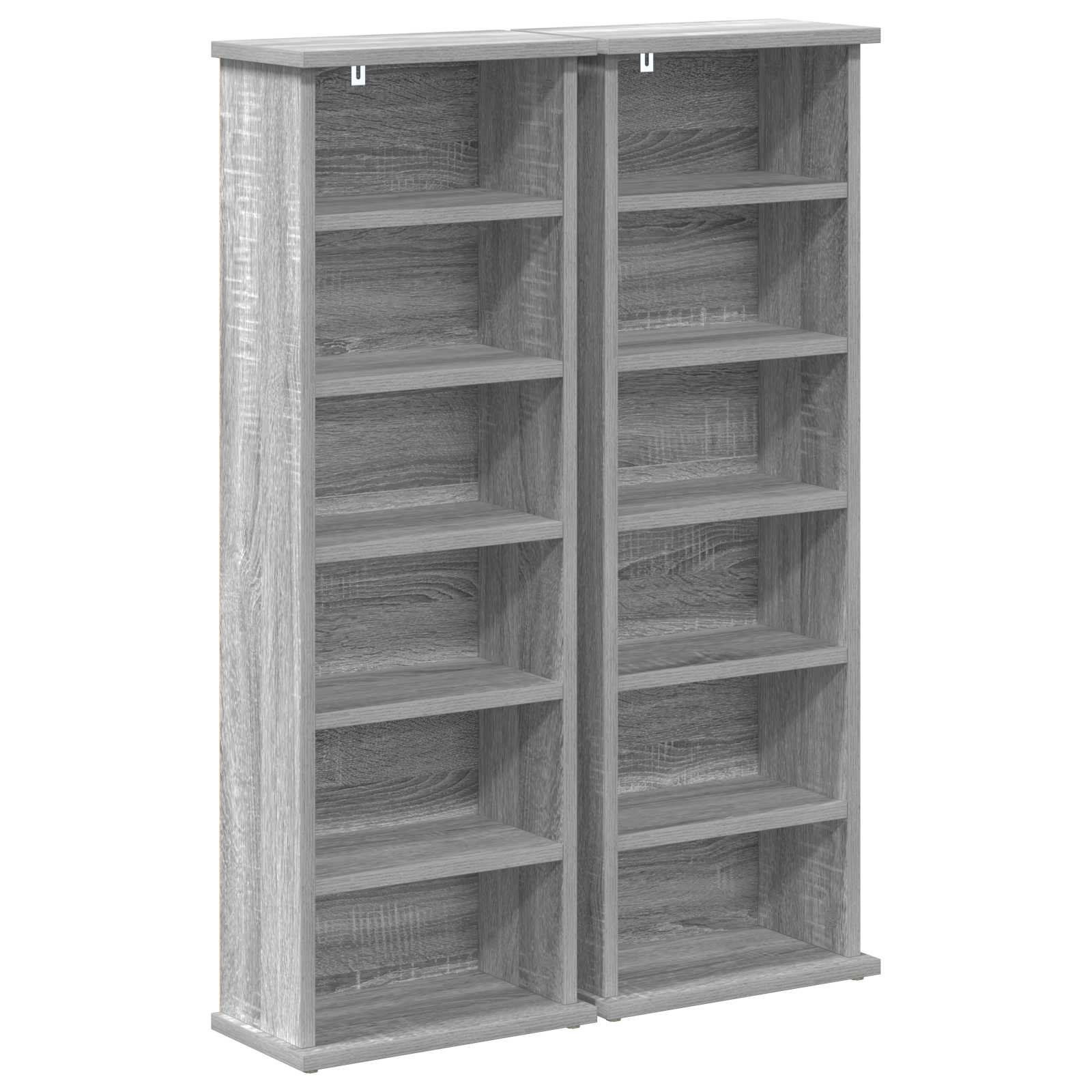 vidaXL CD Cabinet 2 pcs Grey Sonoma 32 x 17 x 92 cm Engineered Wood 2