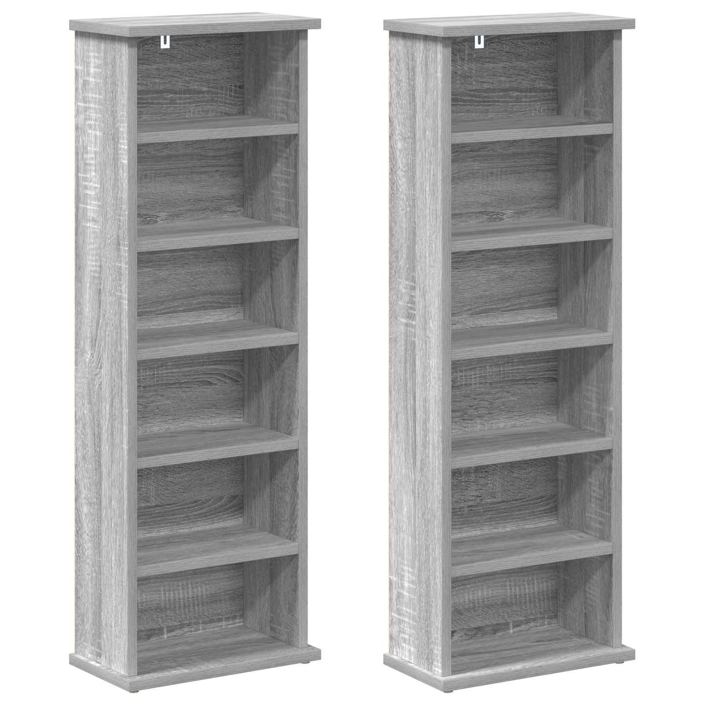 vidaXL CD Cabinet 2 pcs Grey Sonoma 32 x 17 x 92 cm Engineered Wood 5