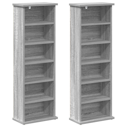 vidaXL CD Cabinet 2 pcs Grey Sonoma 32 x 17 x 92 cm Engineered Wood 5