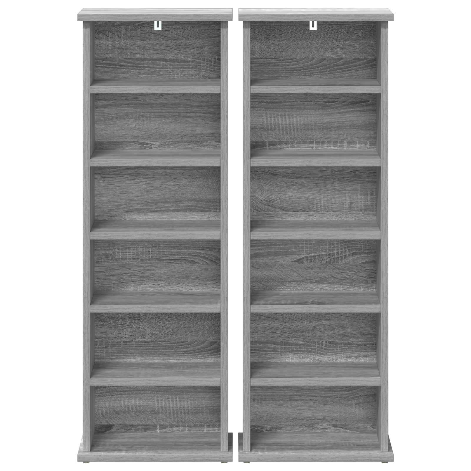 vidaXL CD Cabinet 2 pcs Grey Sonoma 32 x 17 x 92 cm Engineered Wood 6