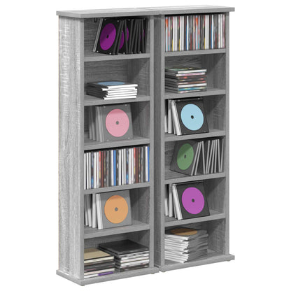 vidaXL CD Cabinet 2 pcs Grey Sonoma 32 x 17 x 92 cm Engineered Wood 3