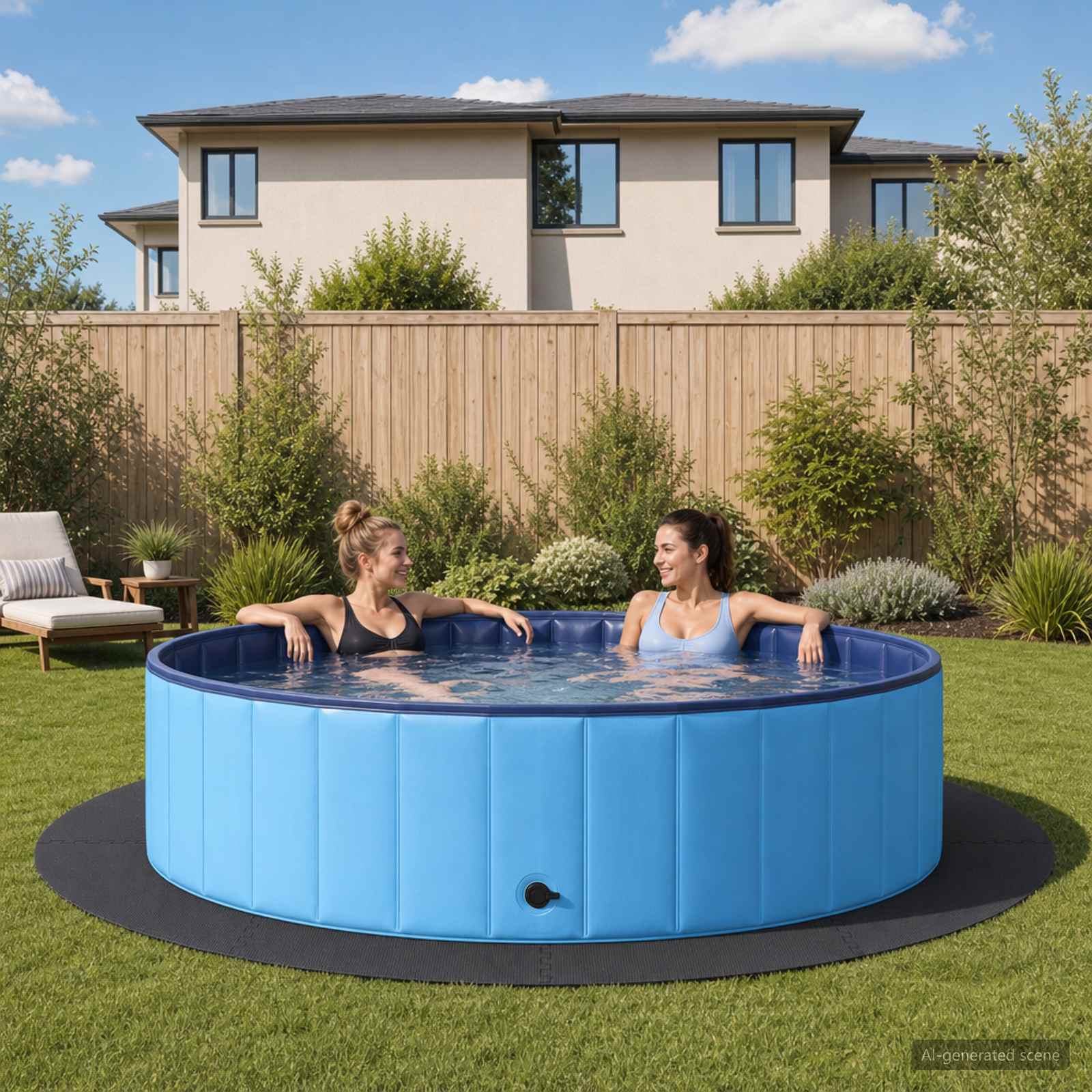 vidaXL Pool Ground Mat 16 pcs Ø 235 cm Round EVA Foam Black 1
