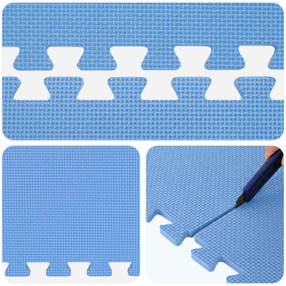 vidaXL Pool Ground Mat 16 pcs Ø 235 cm Round EVA Foam Blue 6